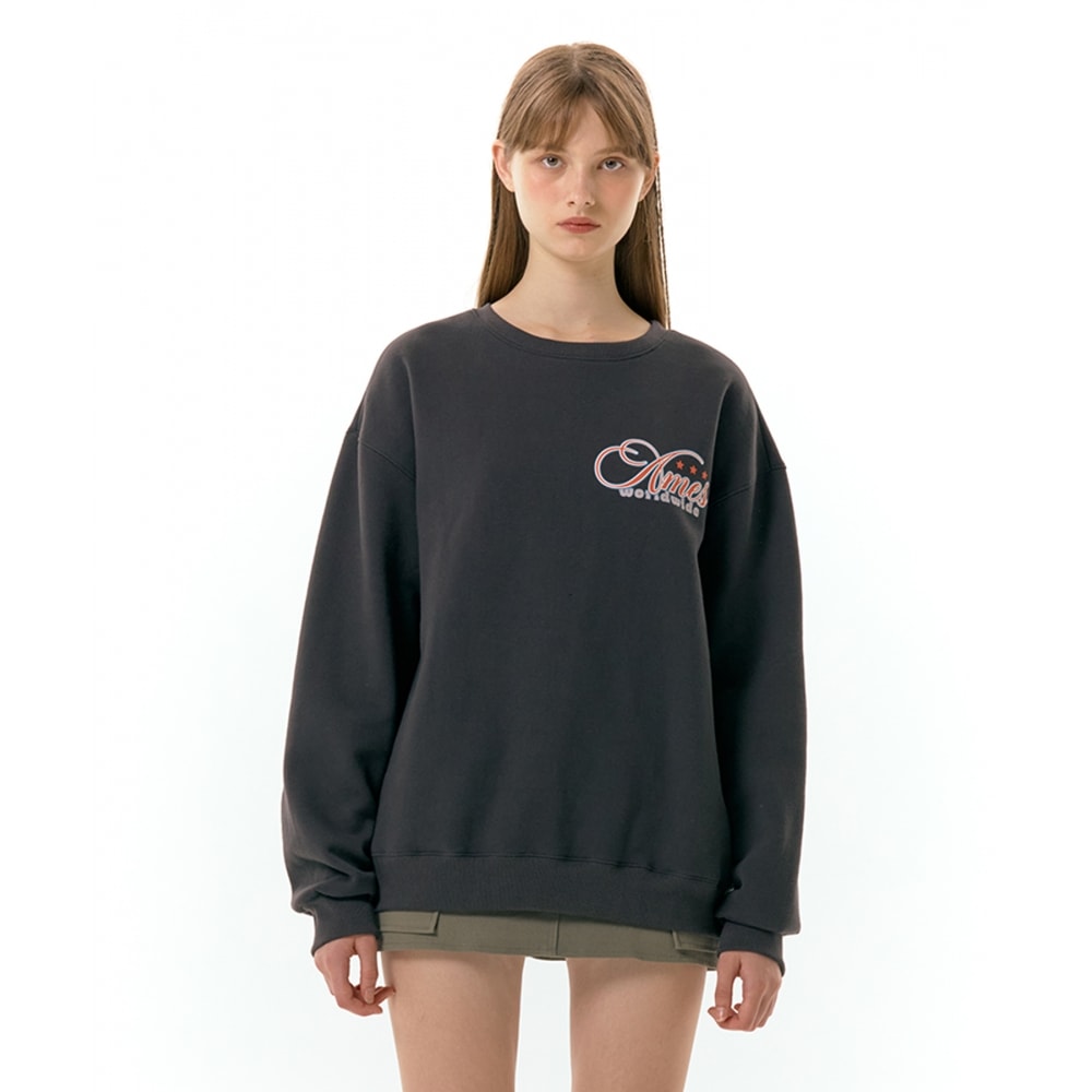 AMES-ワールドワイドニューメッセージスウェットシャツチャコール