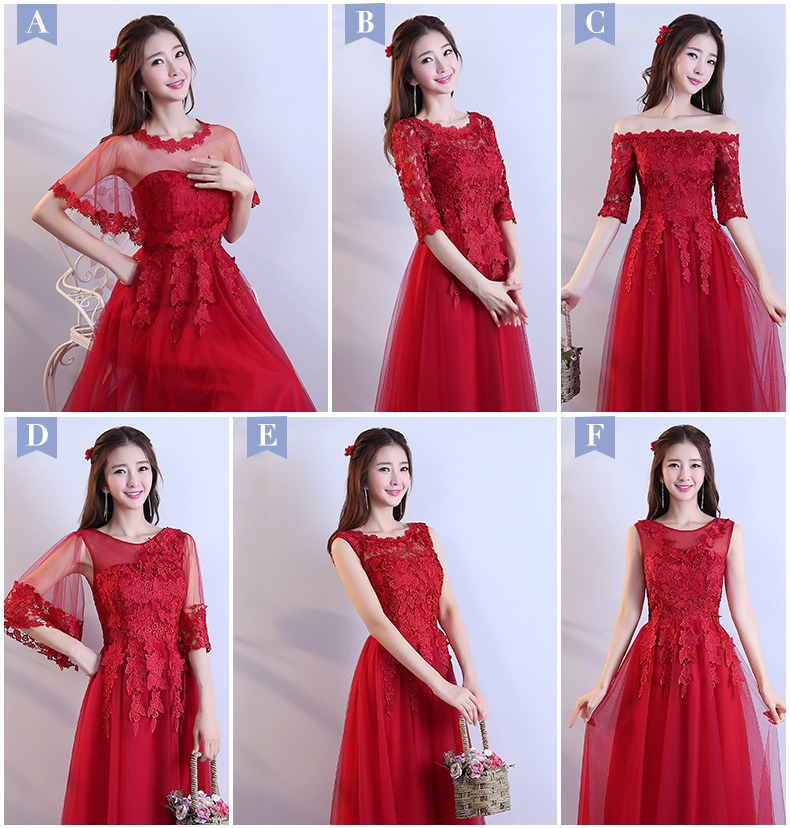 結婚式 レース 6デザイン ブライズメイドドレス フォーマルドレス お揃いドレス二次会 LONG コーラス 赤 DRESS Aライン マキシ丈ロング丈ドレス ゲストドレス フレア ブライダル ワンピー