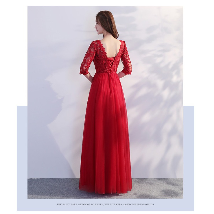 結婚式 レース 6デザイン ブライズメイドドレス フォーマルドレス お揃いドレス二次会 LONG コーラス 赤 DRESS Aライン マキシ丈ロング丈ドレス ゲストドレス フレア ブライダル ワンピー