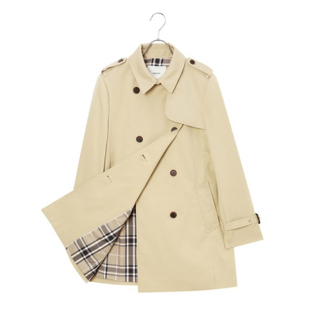 [ヘッジズレディース] 24SSベージュソリッドコットンブレンドトレンチコートWSCO4BC22I2