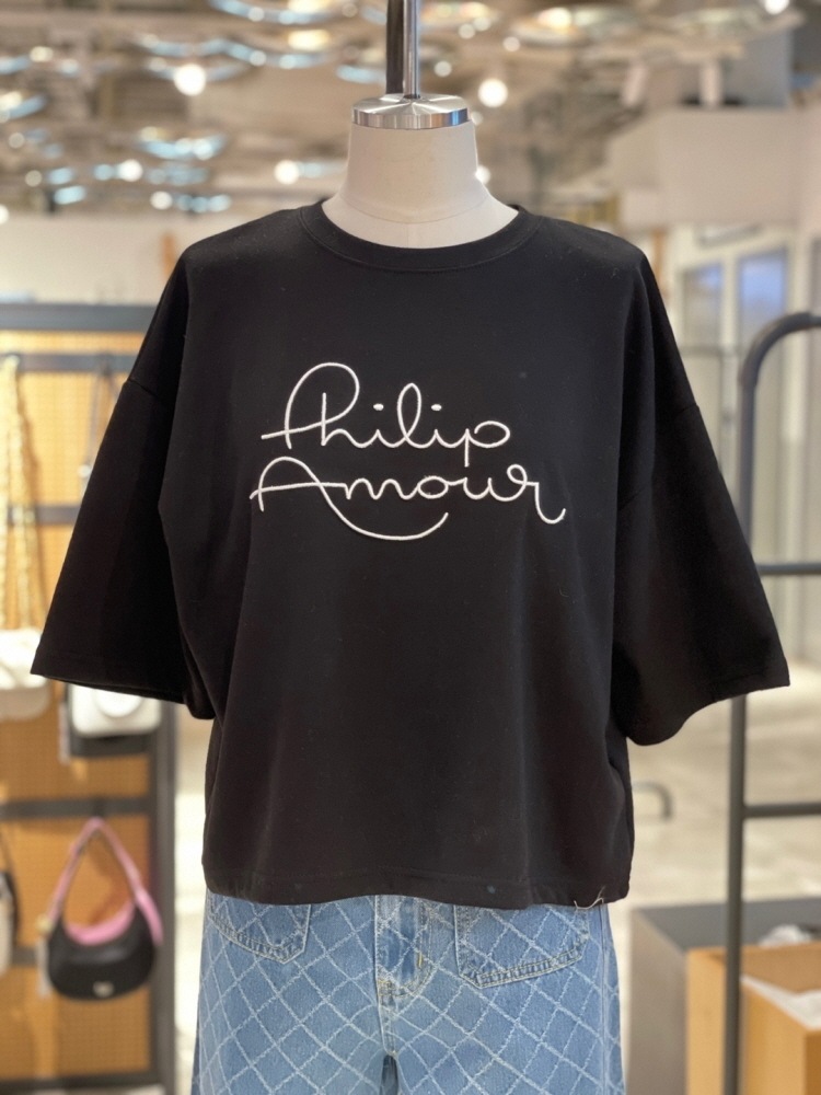 セミクロップド トップス Tシャツ カットソー 半袖 ラウンドネック シンプル カジュアル 大人 おしゃれ お洒落 かっこいい 大人可愛い 大人女子 こなれ感 ラフ ボーイッシュ スポーティー 存在感
