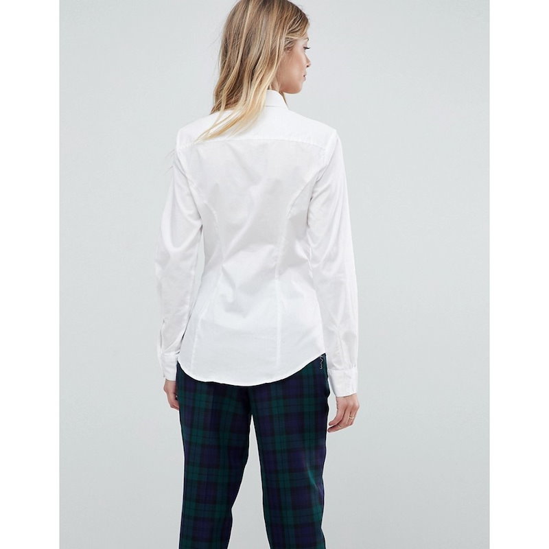 エイソス レディース トップス ブラウス・シャツ【ASOS Long Sleeve Shirt in Stretch Cotton】White エイソス レディース トップス ブラウス・シャツ【ASOS Long Sleeve Shirt in Stretch Cotton】White