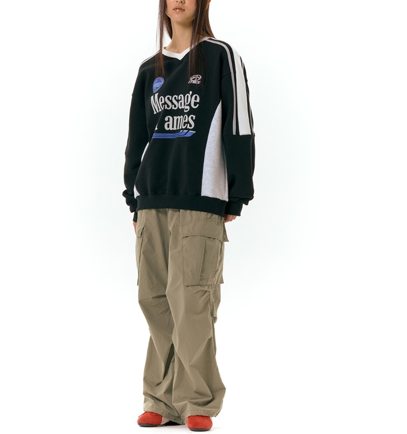 [SEVENTEENジョンハン着用] 起毛/V NECK UNIFORM SWEATSHIRT BLACK