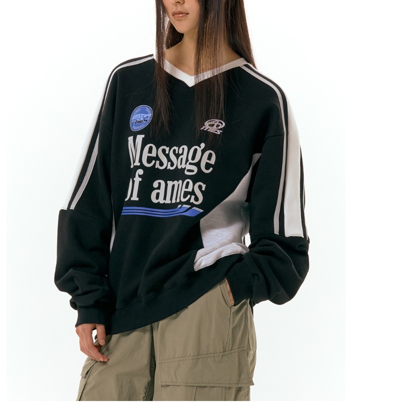 [SEVENTEENジョンハン着用] 起毛/V NECK UNIFORM SWEATSHIRT BLACK