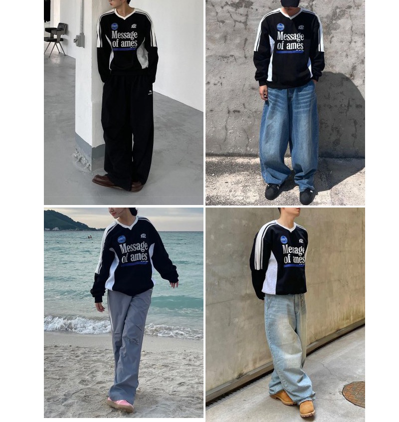 [SEVENTEENジョンハン着用] 起毛/V NECK UNIFORM SWEATSHIRT BLACK