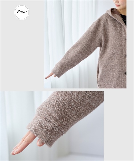 ダウンジャケット・コート 大きいサイズ なめらか裏ベロアフード付コクーンコート ダウンジャケット・コート 大きいサイズ なめらか裏ベロアフード付コクーンコート