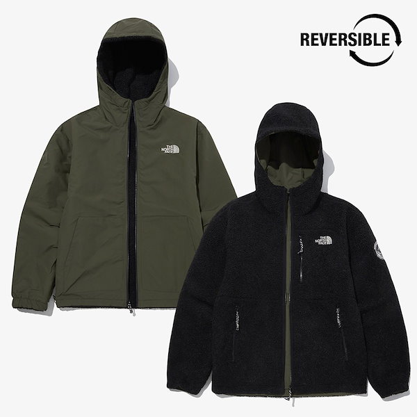 DIXIE RVS FLEECE HOODIE NJ4FM70 リバーシブル フリース ダウン ジャケット フード レディース メンズ 韓国 2WAY  裏表 ショート ミドル 丈 かわいい 新作 20