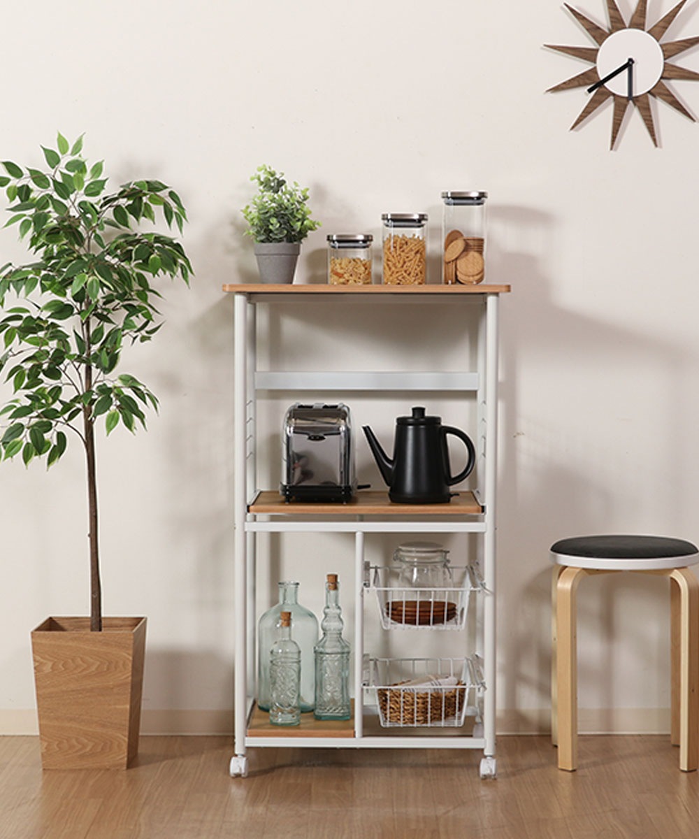 キッチンワゴン レンジワゴン木製 スチール ホワイト 不二貿易 FBC-9812 WH/NA キッチンワゴン レンジワゴン木製 スチール ホワイト 不二貿易 FBC-9812 WH/NA