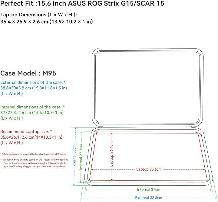 ハードEVA保護スリーブケース 15.6インチ ASUS ROG Strix Scar 2022 G533ASUS 防水( Black, For ASUS 15.6インチ（M95）)