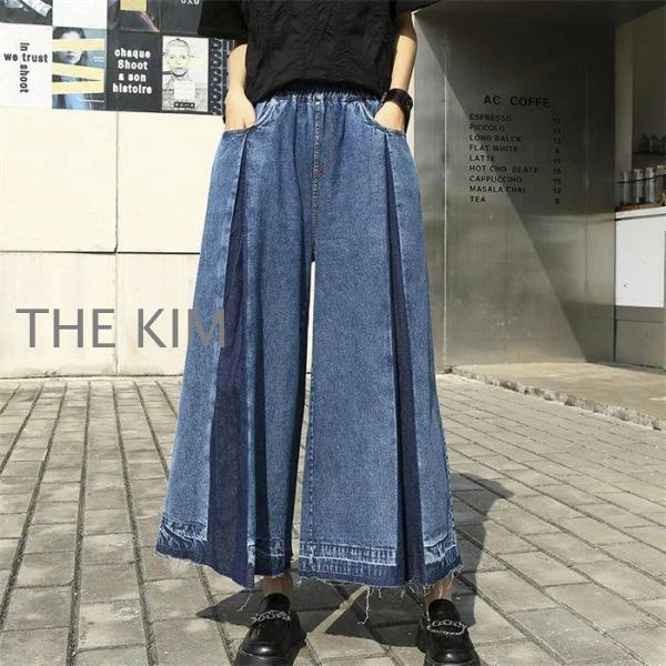 デニムワイドパンツ ガウチョデニムパンツ ゆったり デニムパンツ スカーチョ パンツ ワイドパンツ 大きいサイズ レディース パンツ 大人 楽ちん ボトムス ウエ