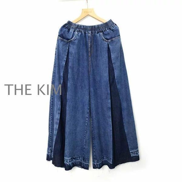 デニムワイドパンツ ガウチョデニムパンツ ゆったり デニムパンツ スカーチョ パンツ ワイドパンツ 大きいサイズ レディース パンツ 大人 楽ちん ボトムス ウエ