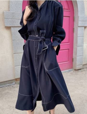 ワンピース ミモレ丈 レディース 長袖 秋 無地 ネイビー ウエストリボン フロントボタン イベント 休日 お出かけ デート コーデ 普段使い OL 通勤 着回し ファッション おしゃれ カジュアル ワンピース ミモレ丈 レディース 長袖 秋 無地 ネイビー ウエストリボン フロントボタン イベント 休日 お出かけ デート コーデ 普段使い OL 通勤 着回し ファッション おしゃれ カジュアル