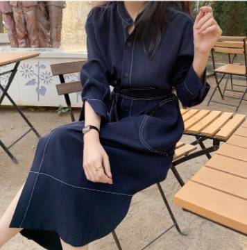 ワンピース ミモレ丈 レディース 長袖 秋 無地 ネイビー ウエストリボン フロントボタン イベント 休日 お出かけ デート コーデ 普段使い OL 通勤 着回し ファッション おしゃれ カジュアル ワンピース ミモレ丈 レディース 長袖 秋 無地 ネイビー ウエストリボン フロントボタン イベント 休日 お出かけ デート コーデ 普段使い OL 通勤 着回し ファッション おしゃれ カジュアル