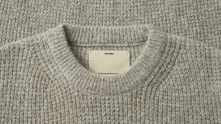 【POTTERY】 WAFFLE COMFORT CREWNECK KNIT : ASH GRAY 【POTTERY】 WAFFLE COMFORT CREWNECK KNIT : ASH GRAY