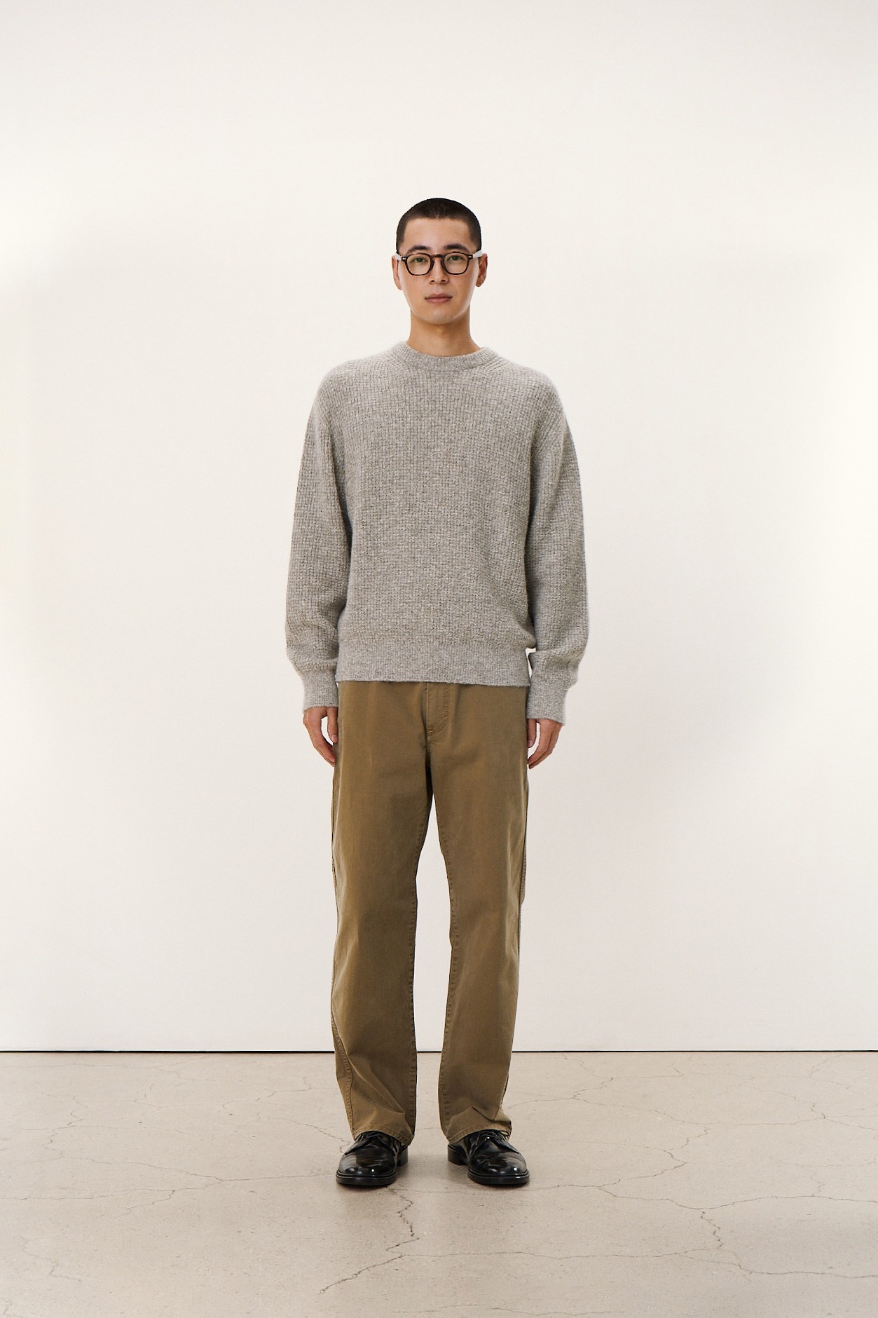 【POTTERY】 WAFFLE COMFORT CREWNECK KNIT : ASH GRAY 【POTTERY】 WAFFLE COMFORT CREWNECK KNIT : ASH GRAY