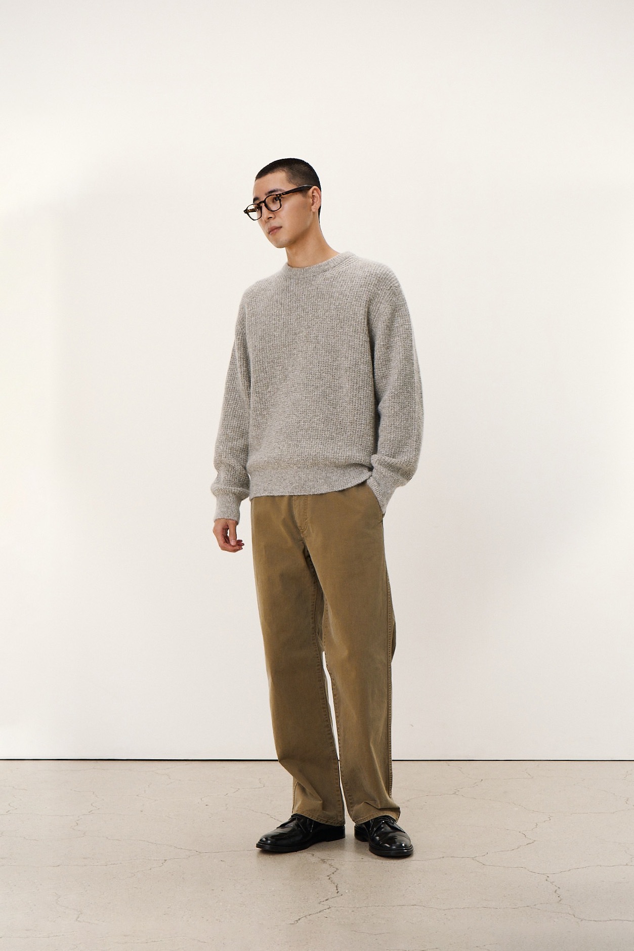 【POTTERY】 WAFFLE COMFORT CREWNECK KNIT : ASH GRAY 【POTTERY】 WAFFLE COMFORT CREWNECK KNIT : ASH GRAY