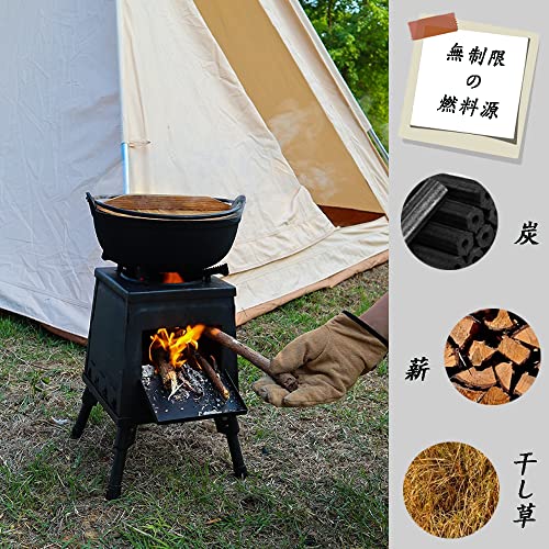 薪ストーブ 二次燃焼 キャンプ アウトドア 組み立て簡単 折り畳み