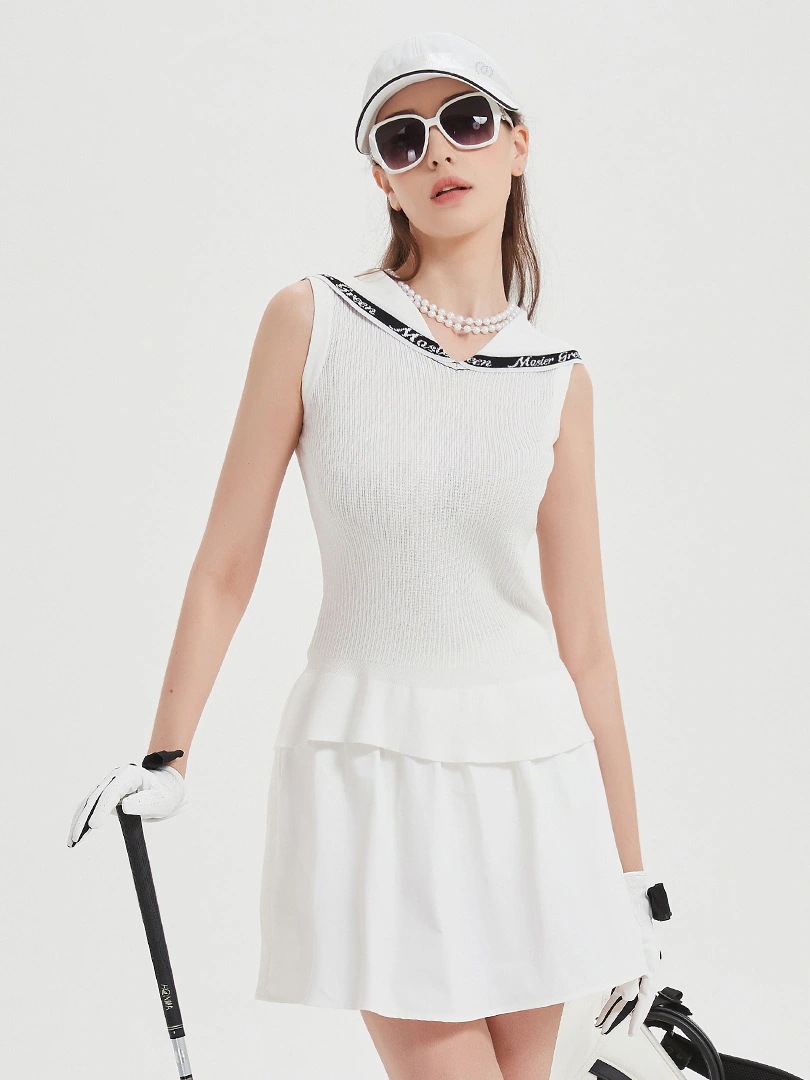 ゴルフウェア レディース スポーツウェア セットアップ ゴルフスカート ニット半袖 袖無し Tシャツ ミニスカート 上下セット 白 女性 テニスウェア 速乾 通気性 春夏 韓国風 おしゃれ