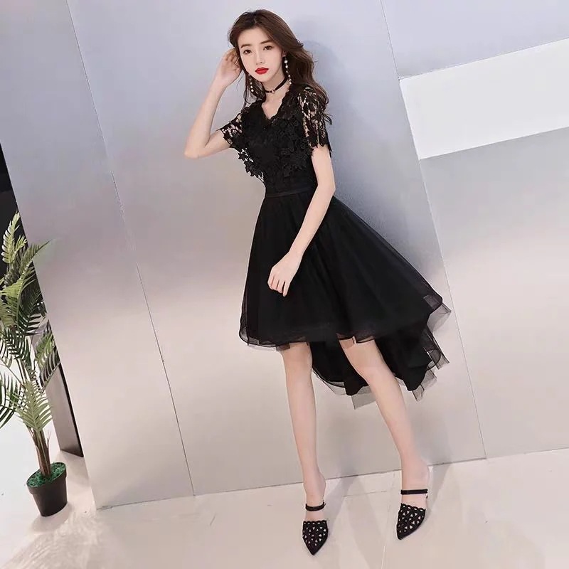黒のイブニングドレススカート女性24前のショートとバックロングパーティードレスドレス小さなドレ mdprevattcaulkingandwaterproofing.com