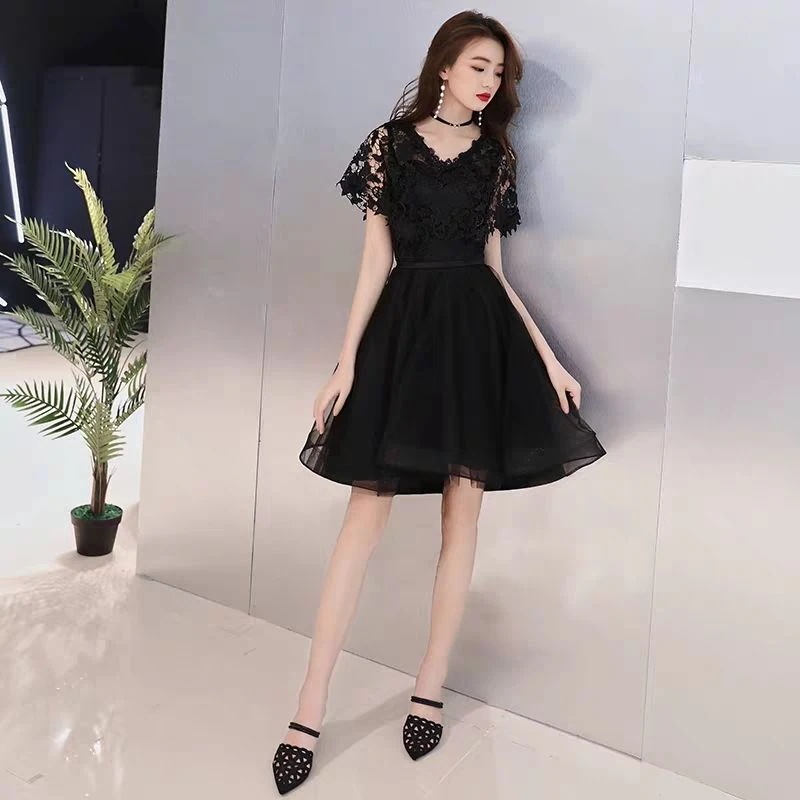 黒のイブニングドレススカート女性24前のショートとバックロングパーティードレスドレス小さなドレ mdprevattcaulkingandwaterproofing.com