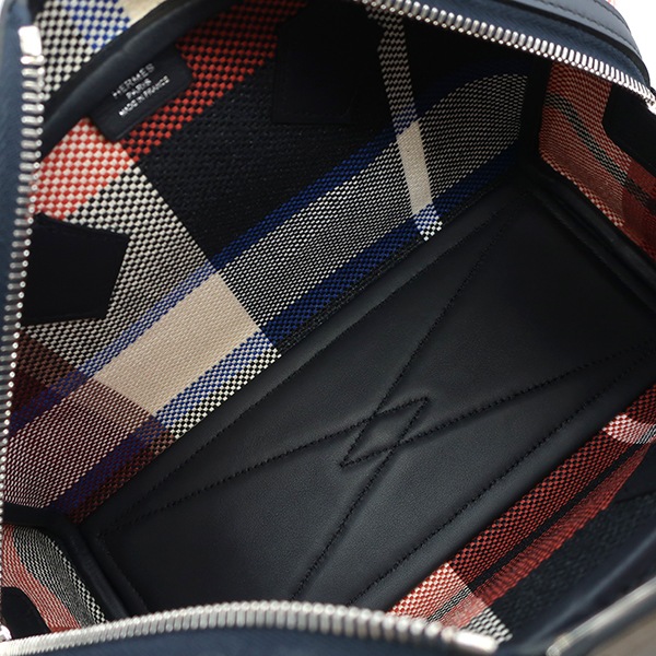 エルメス HERMES 2WAYバッグ ヴィクトリア3 フール トゥ ミニ スイフト トワルマドラスヴァイキング マリン×エクリュ×ブラック×ブリック×インディゴ シルバー金具 ショルダー B刻印(2 エルメス HERMES 2WAYバッグ ヴィクトリア3 フール トゥ ミニ スイフト トワルマドラスヴァイキング マリン×エクリュ×ブラック×ブリック×インディゴ シルバー金具 ショルダー B刻印(2