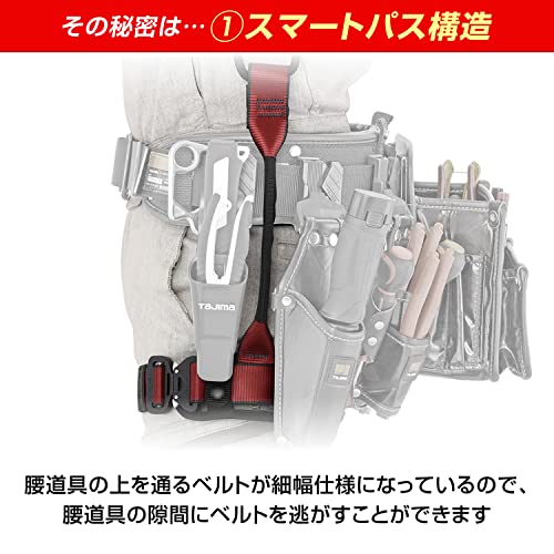 TJMデザイン(TJM Design) タジマ 新規格安全帯 フルハーネス ハオル 腰道具を付けたまま脱ぎ着しやすい フルハーネス本体のみ 軽量アルミ ブラック 国内生産2023年モデル 快適で動きや