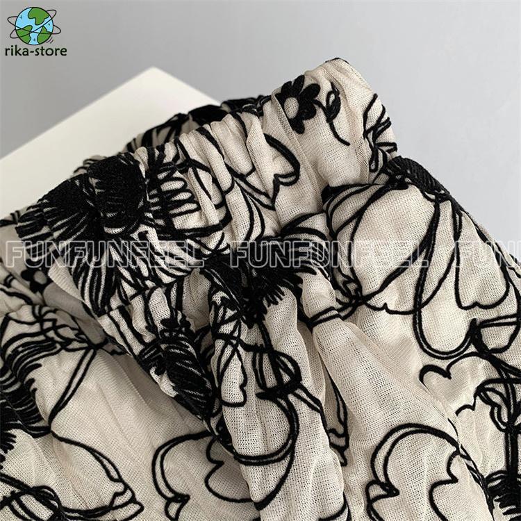 花柄スカート ロングスカート キレイ 花刺繍 フレアスカート ボトムス ロング 総花柄 スカート 体型カバー 春 夏 秋 ウエストゴム 通勤 30代 50代