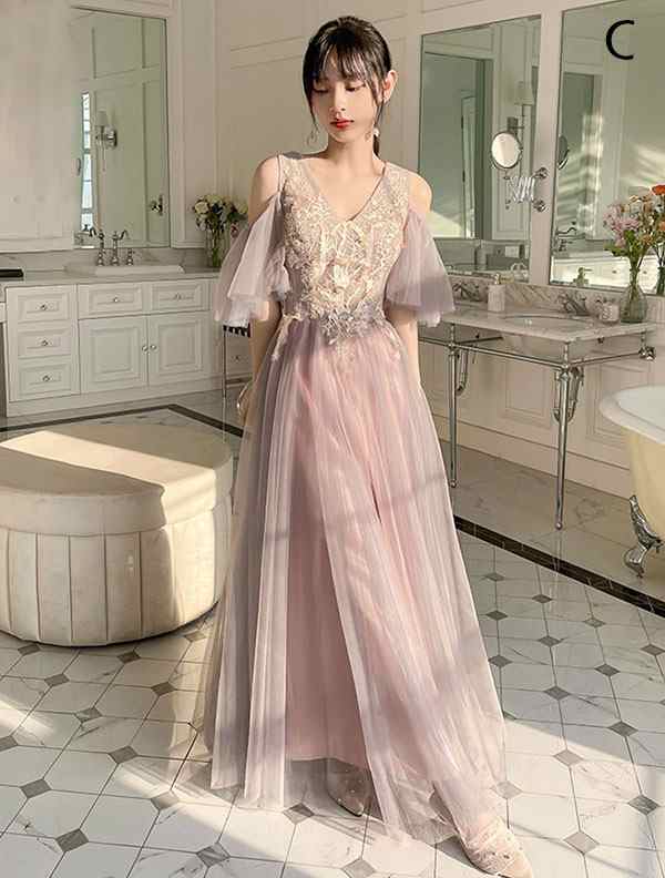 送料無料】ブライズメイド ドレス ロングドレス 演奏会 袖あり 半袖