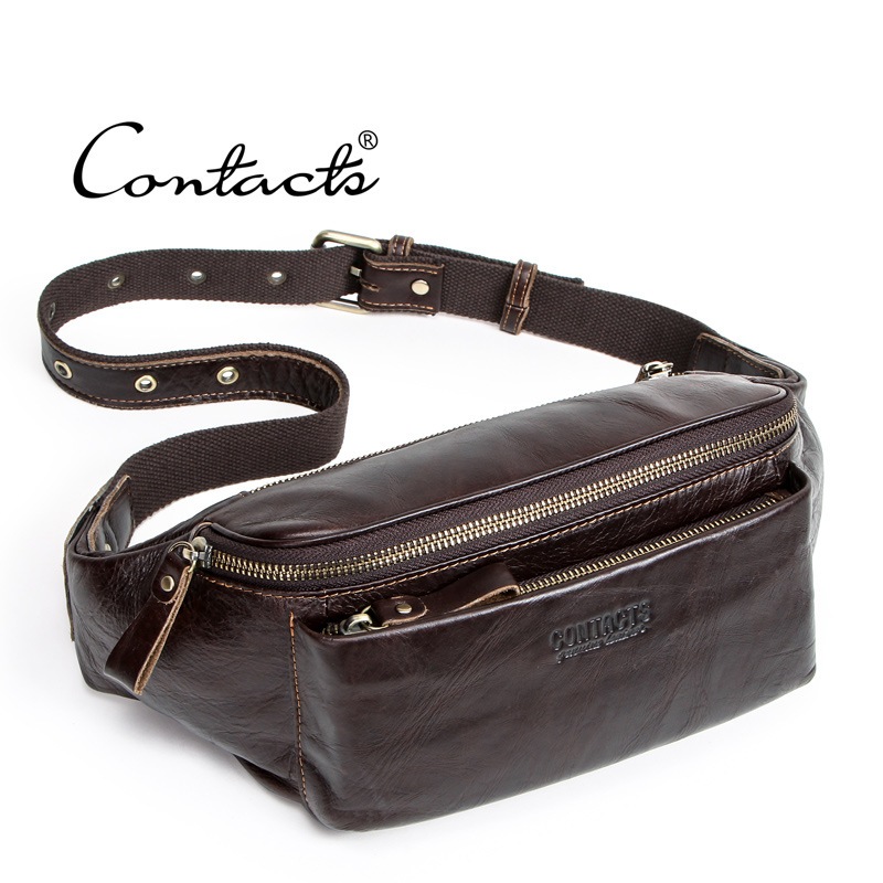 第一層牛革 ファッション トレンド カジュアル メンズ ウエストバッグ 多機能 メンズ スポーツ 携帯電話 ウエストバッグ