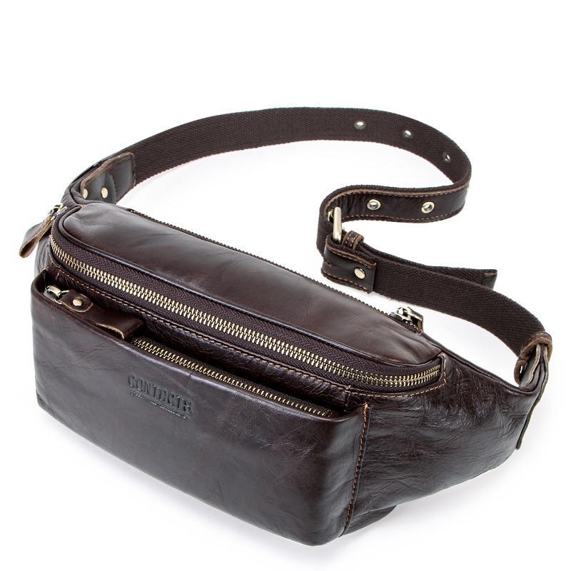 第一層牛革 ファッション トレンド カジュアル メンズ ウエストバッグ 多機能 メンズ スポーツ 携帯電話 ウエストバッグ