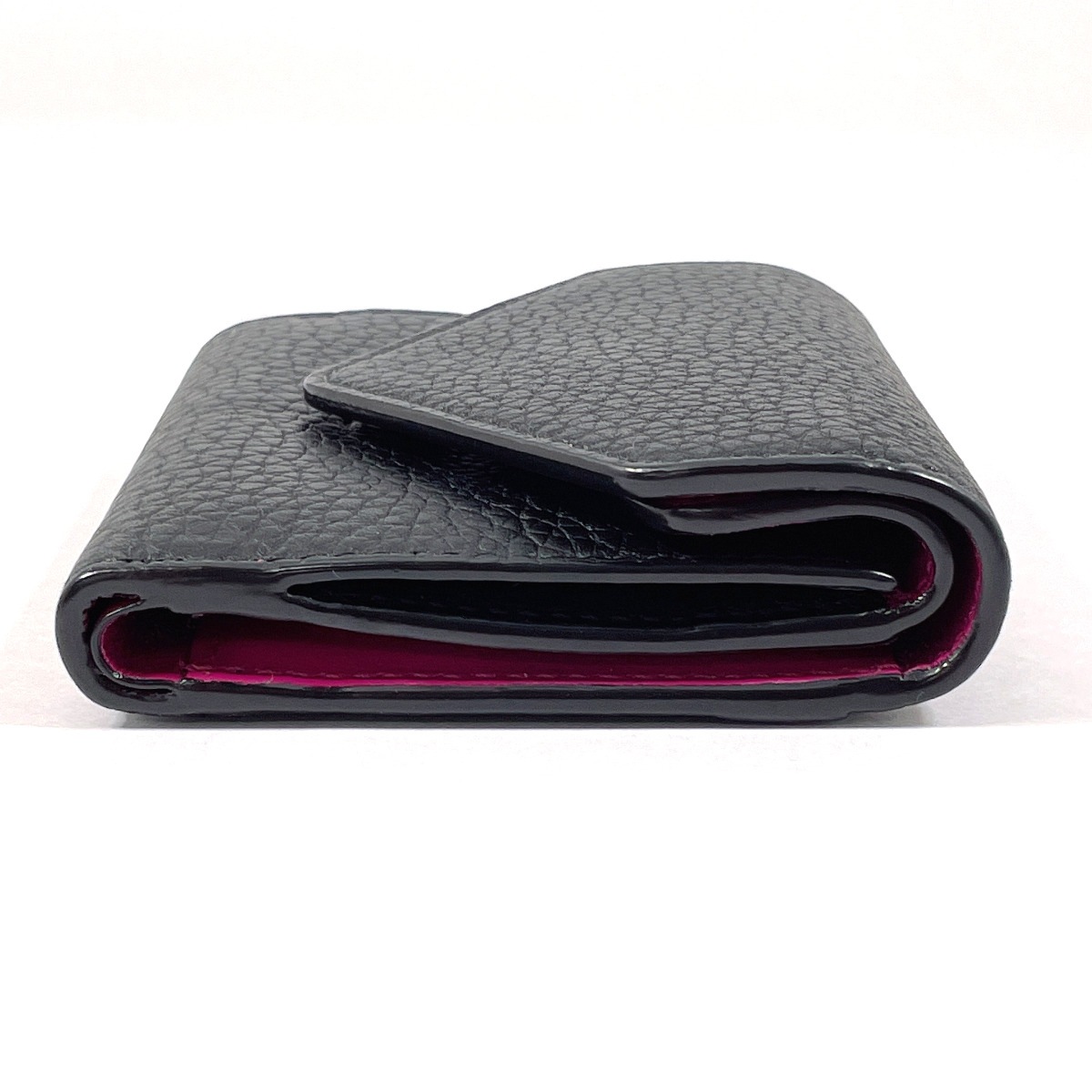 Christian Dior ディオリッシモ 三つ折り財布 ブラック レザー レディース