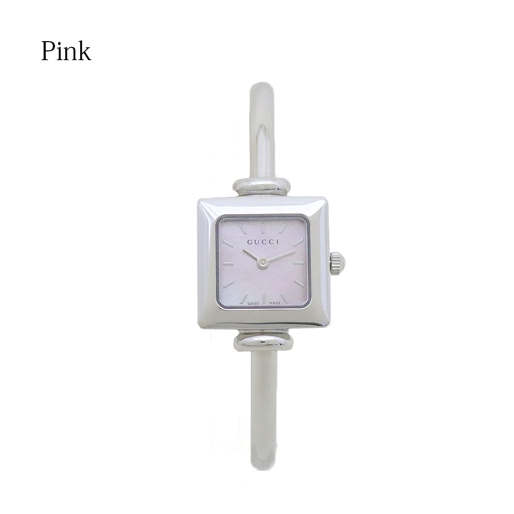 GUCCI ホワイトレザー 時計　美品 GUCCI グッチ バングル 時計 1900 レディース ホワイトシェル YA019518