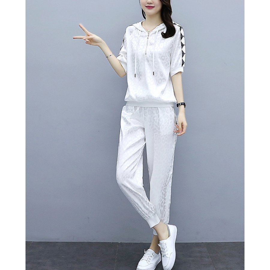 ジャージ レディース 上下 夏 カジュアル セットアップ トップス 半袖tシャツ ロングパンツ スポ