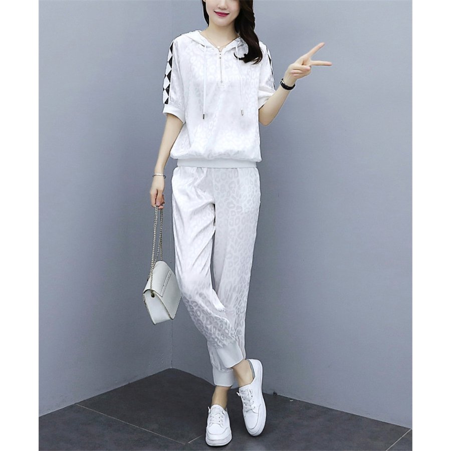 ジャージ レディース 上下 夏 カジュアル セットアップ トップス 半袖tシャツ ロングパンツ スポ