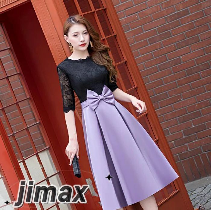 結婚式 ワンピース 綺麗なレースの五分袖ドレス パーティードレス 大きいサイズ 袖あり 秋 冬 秋冬 レース＆刺繍 袖レース 小さいサイズ お呼ばれ 他と被らない ドレス 二次会 披露宴 お呼ばれドレ