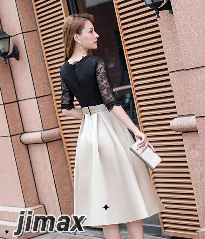 結婚式 ワンピース 綺麗なレースの五分袖ドレス パーティードレス 大きいサイズ 袖あり 秋 冬 秋冬 レース＆刺繍 袖レース 小さいサイズ お呼ばれ 他と被らない ドレス 二次会 披露宴 お呼ばれドレ