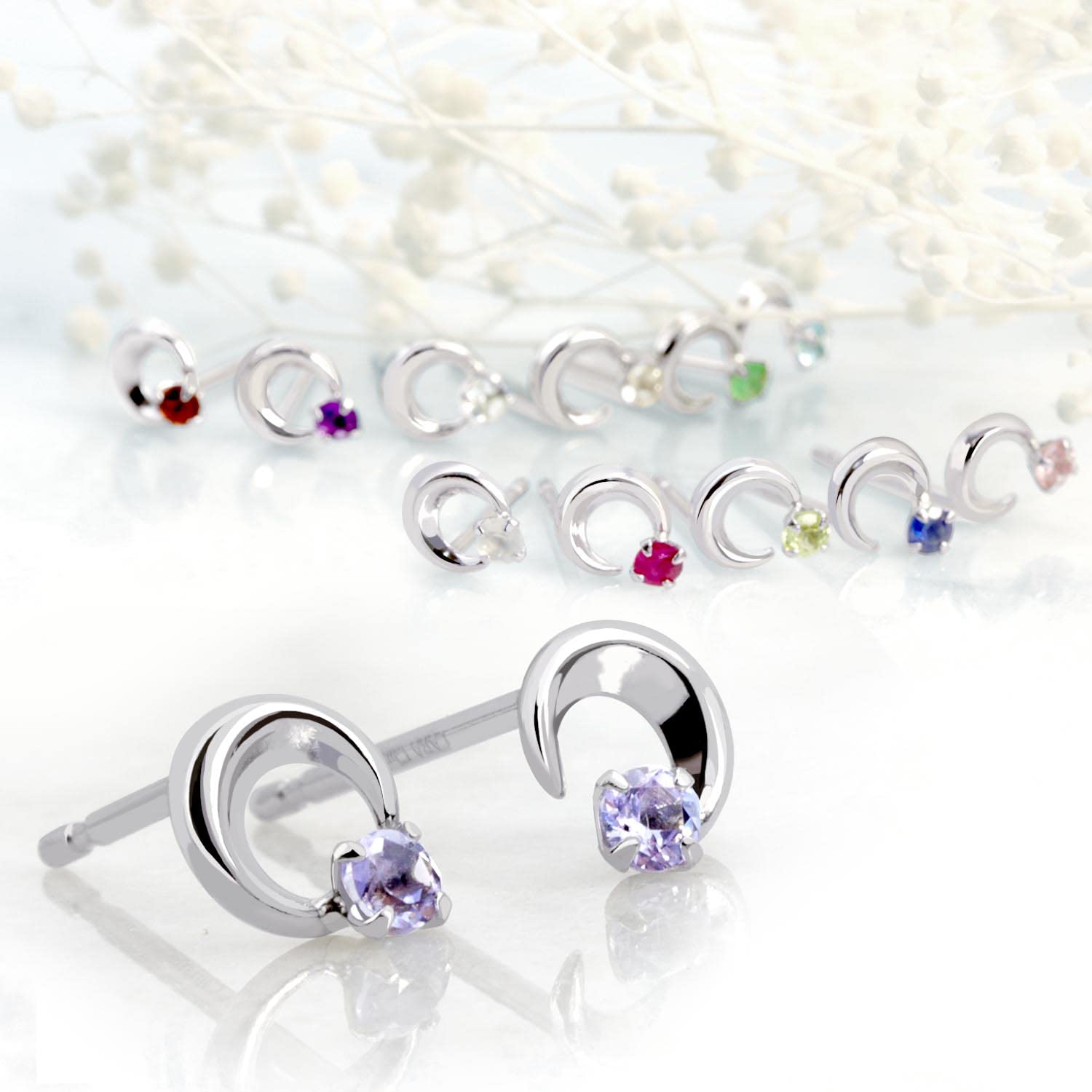 [ララクリスティー] レディース ピアス ムーン 7月 誕生石 ルビー プラチナ pt900 le102-0001-pt-07