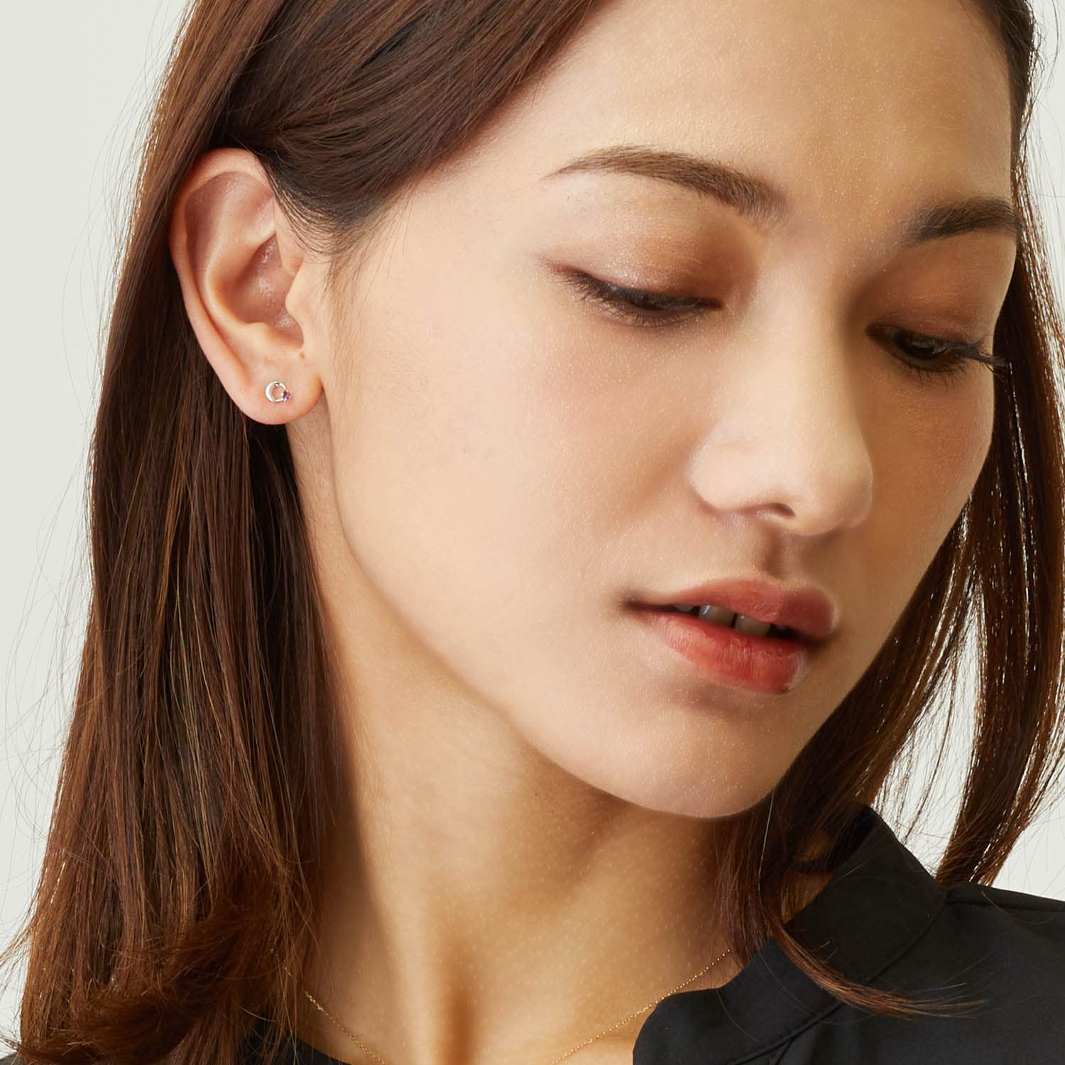 [ララクリスティー] レディース ピアス ムーン 7月 誕生石 ルビー プラチナ pt900 le102-0001-pt-07