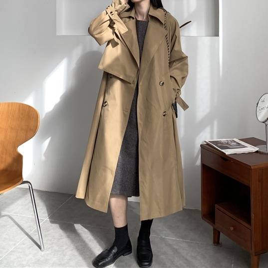 レディース アウター コート ロングコート トレンチコート 膝下 ダブルボタン ベルト付き キャンデ レディース アウター コート ロングコート トレンチコート 膝下 ダブルボタン ベルト付き キャンデ