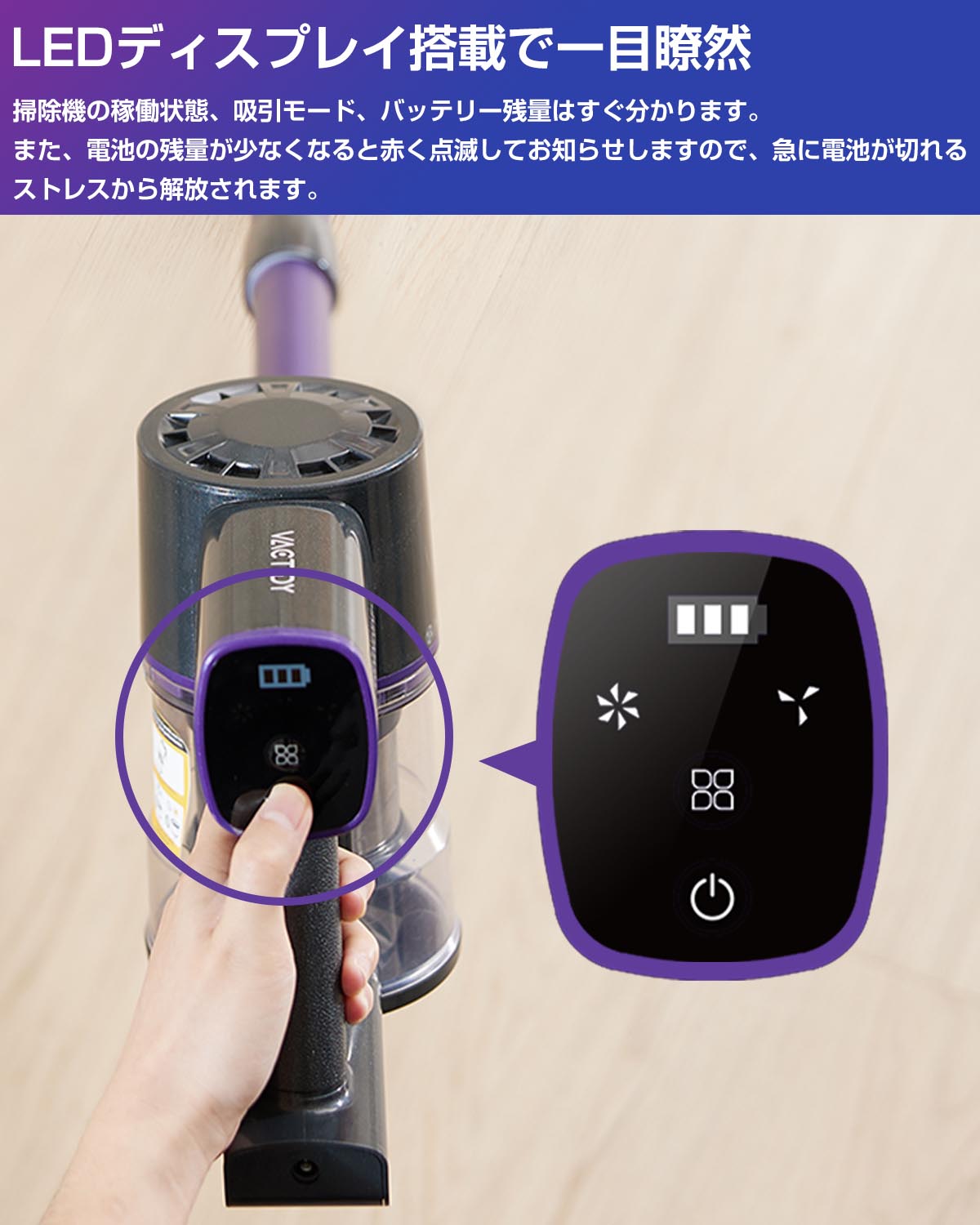 掃除機 コードレス サイクロン 30Kpa強力吸引 35分間連続使用 スティック ハンディク リーナー自走式ヘッド 一人暮らし 家庭用 フローリング V8PRO