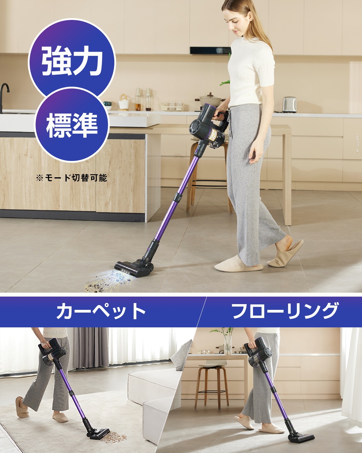 掃除機 コードレス サイクロン 30Kpa強力吸引 35分間連続使用 スティック ハンディク リーナー自走式ヘッド 一人暮らし 家庭用 フローリング V8PRO