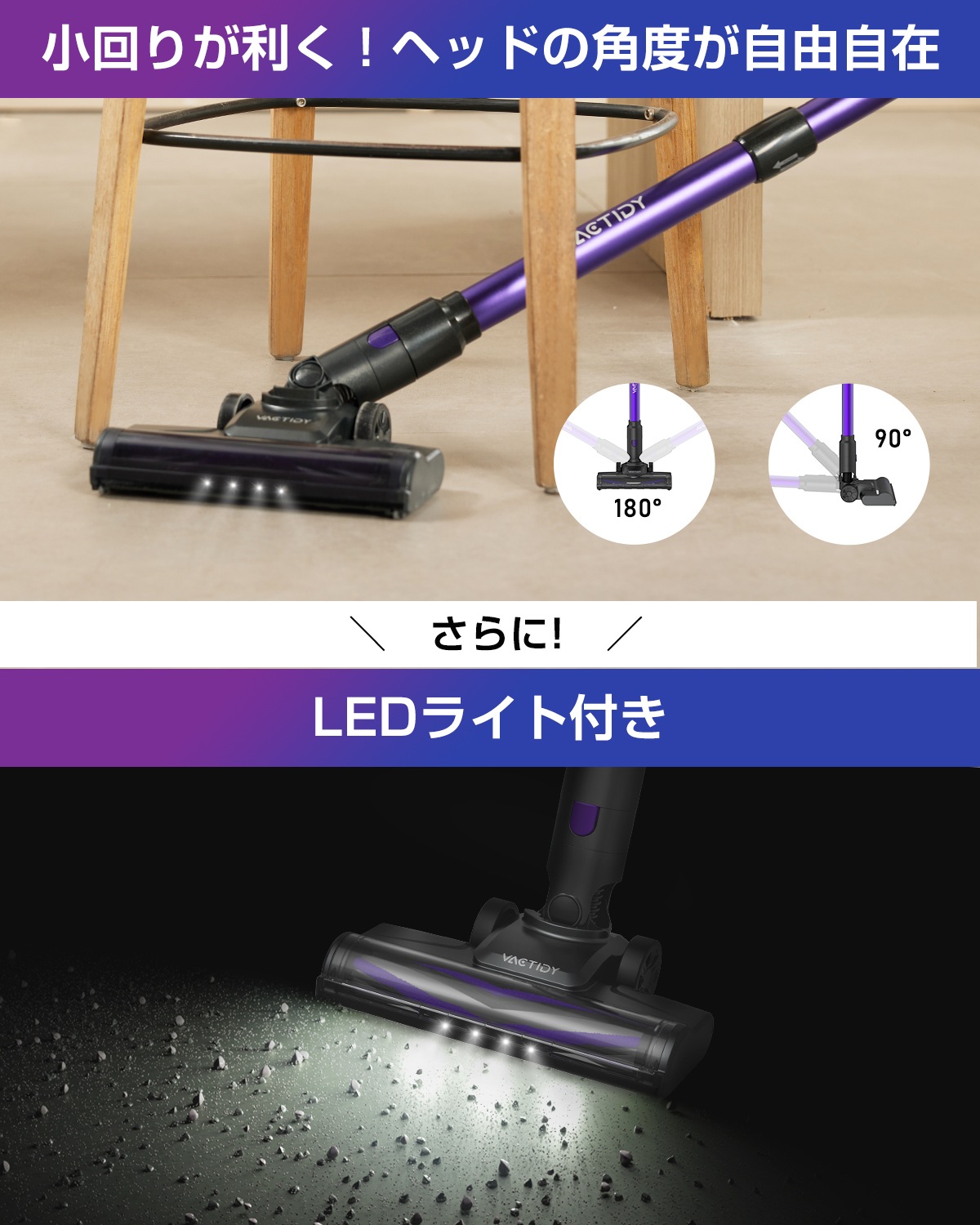 掃除機 コードレス サイクロン 30Kpa強力吸引 35分間連続使用 スティック ハンディク リーナー自走式ヘッド 一人暮らし 家庭用 フローリング V8PRO