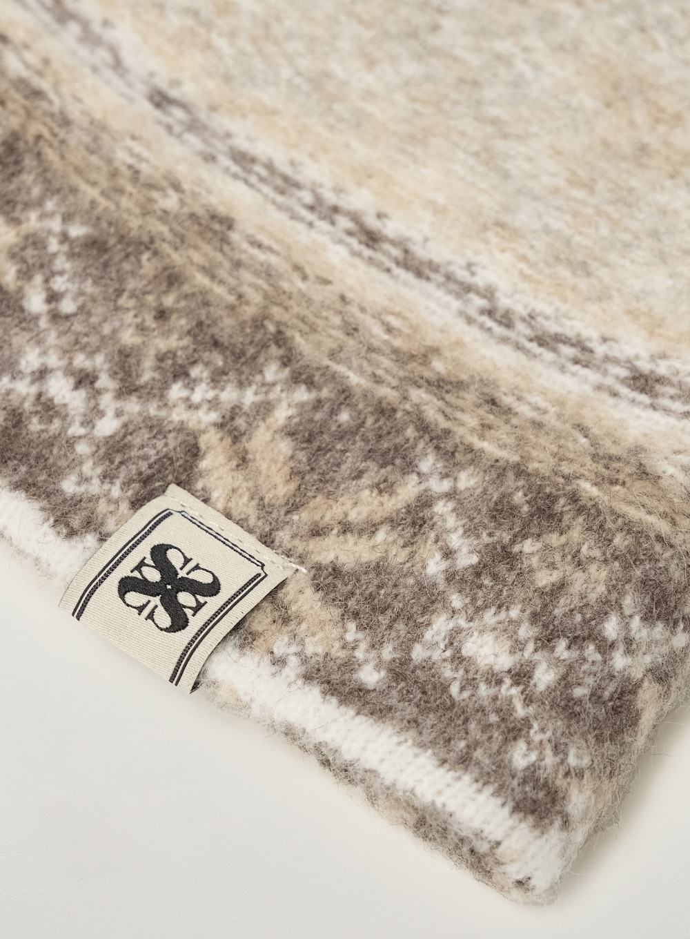 SATUR】 NORDIC KNIT BEANIE : MELANGE IVORY