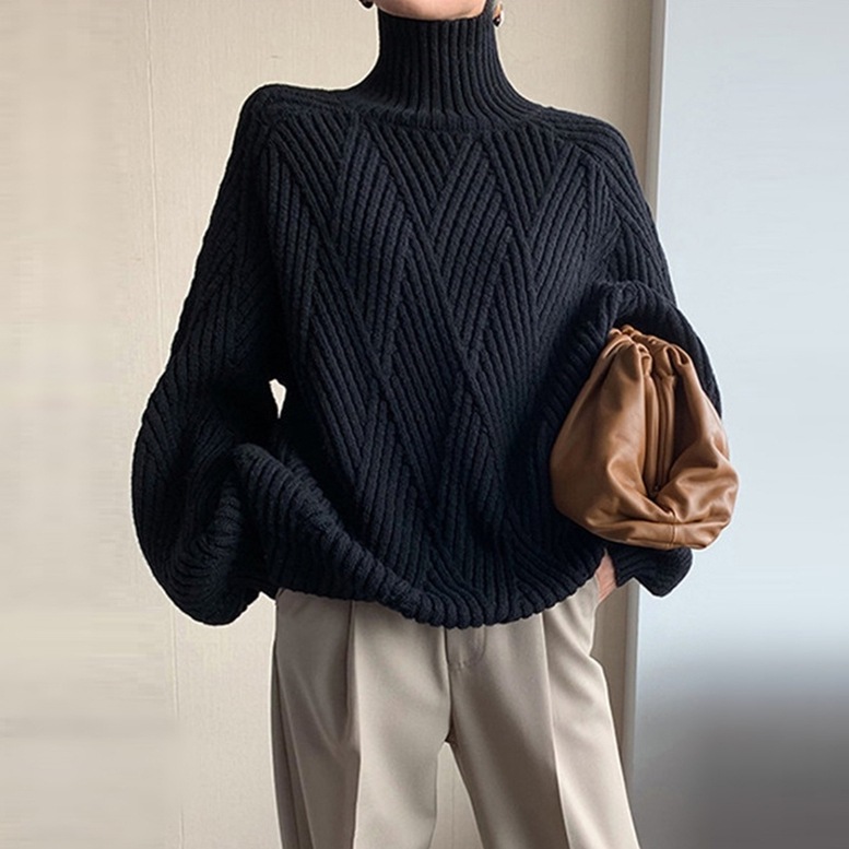 タートルニット レディース ざっくりニット セーター ダイヤ編み ニット プルオーバー トップス ハイネック ボリュームスリーブ ドロップショルダー バルーンスリーブ ビッグシルエット 黒 ブラック タートルニット レディース ざっくりニット セーター ダイヤ編み ニット プルオーバー トップス ハイネック ボリュームスリーブ ドロップショルダー バルーンスリーブ ビッグシルエット 黒 ブラック