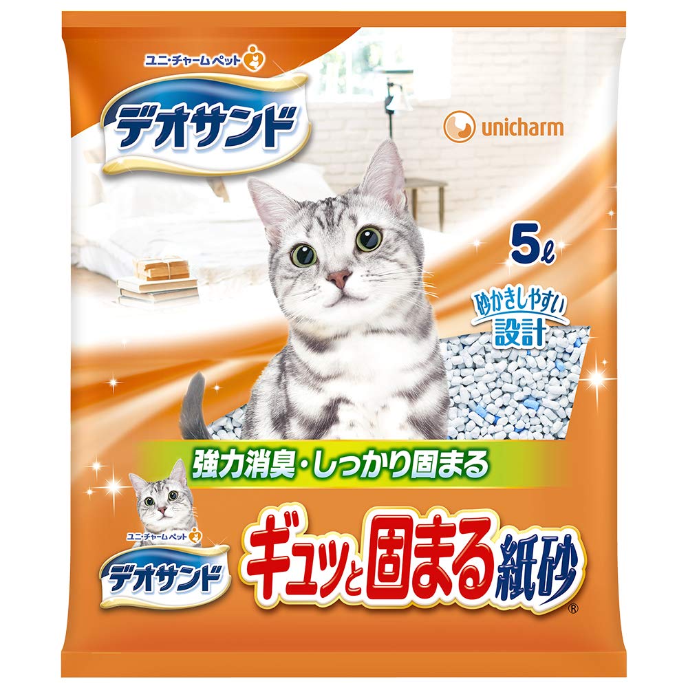 【まとめ買い】デオサンド 猫用 サンド ギュッと固まる 紙砂 30L(5L×6) おしっこ ペット用品 ユニチャーム