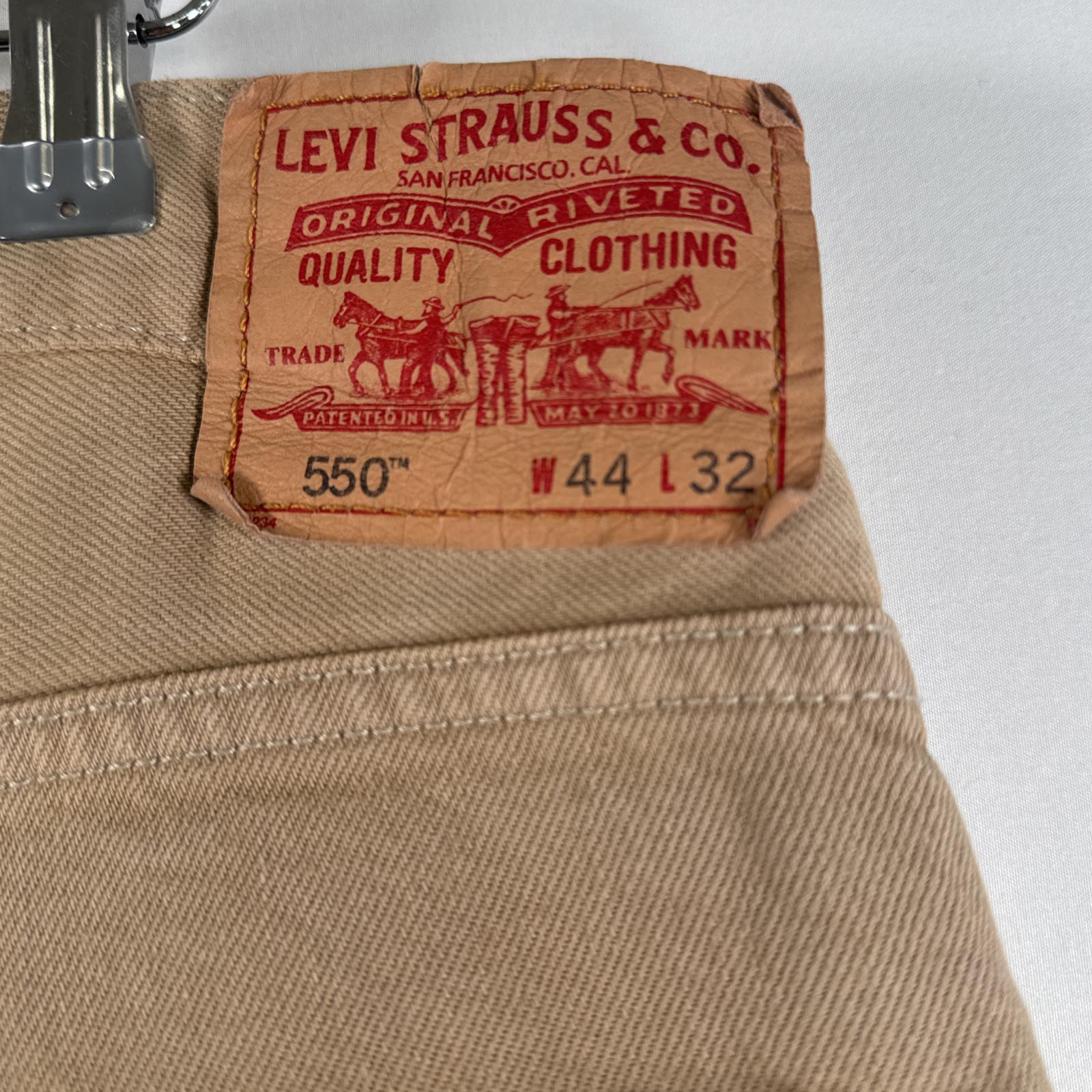 古着 デニムパンツ 550 ジーパン テーパード バギー 大きいサイズ オーバーサイズ w44 L32 ベージュ メンズ