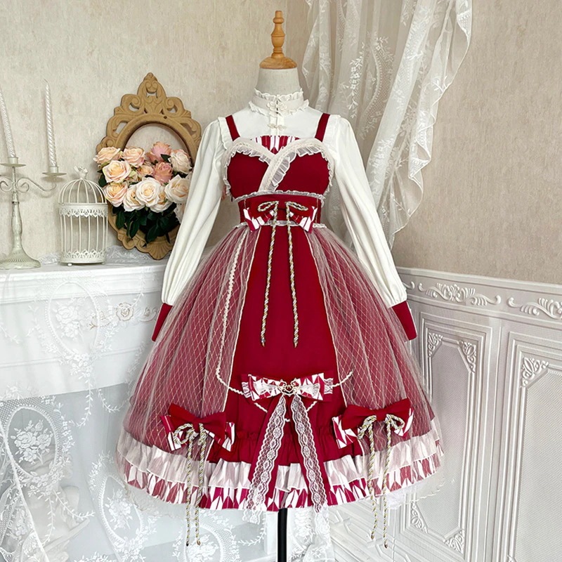 コスプレ ロリータ服 清純派 ロリ風 コスチューム ワンピース シャツ 蝶結び３点セット
