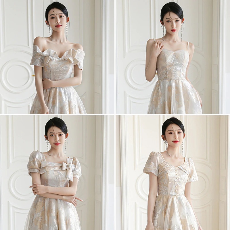 パーティードレス ドレス シャンパンドレス レディース 新春 フレンチイブニングドレス ドレス 妖精 シニア ロングドレス