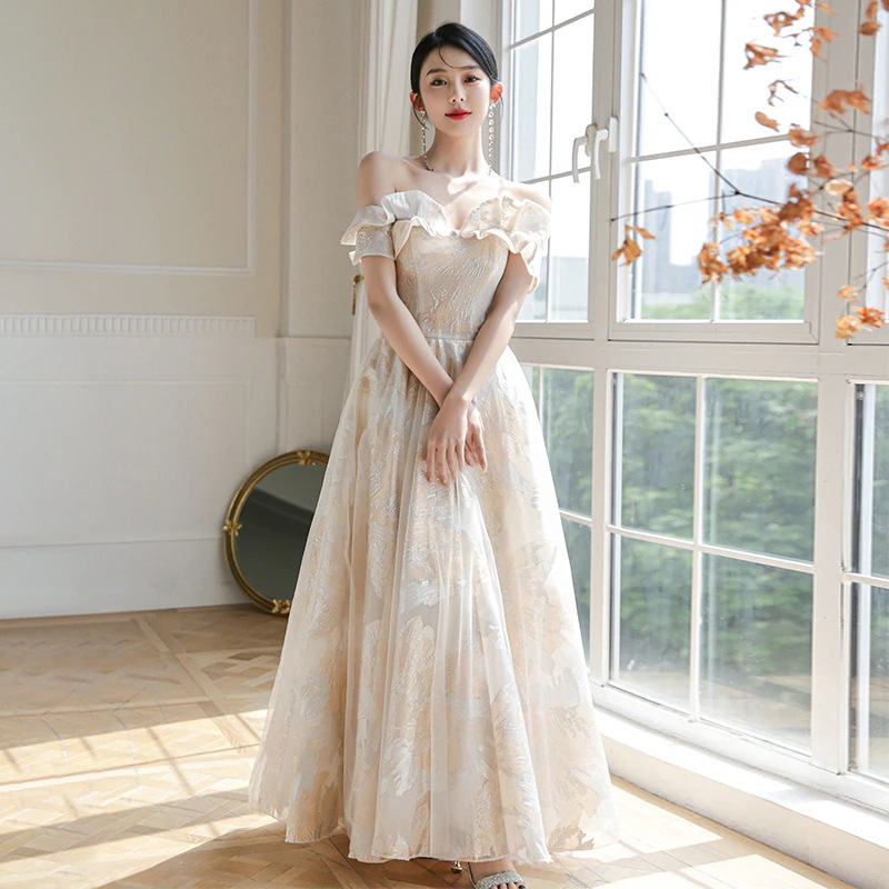 パーティードレス ドレス シャンパンドレス レディース 新春 フレンチイブニングドレス ドレス 妖精 シニア ロングドレス