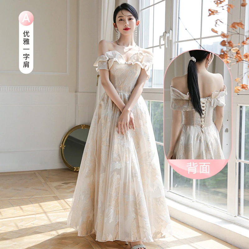 パーティードレス ドレス シャンパンドレス レディース 新春 フレンチイブニングドレス ドレス 妖精 シニア ロングドレス